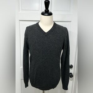 Stefanel Dark Gray V-Neck Sweater EUC Wool Blend size M/L (see measurements)